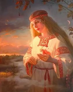 Наряд древнерусской девушки на картине А. Шишкина
Заря-Зареница.
