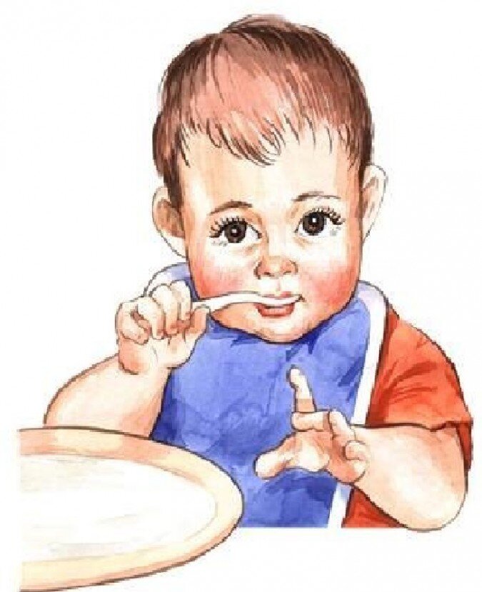 Держать ложку во рту. Ребенок ест кашу. Каша рисунок. Ребенок ест рисунок. Мальчик кушает.