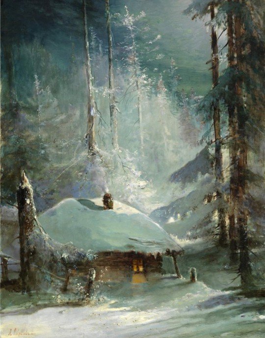 Хижина в зимнем лесу 1888

